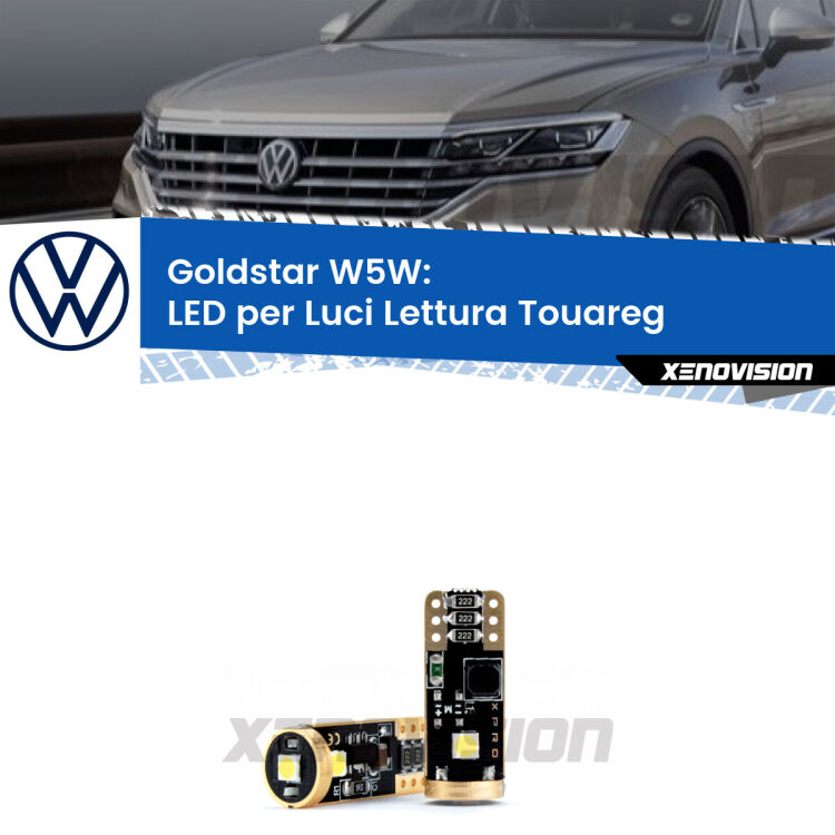 <strong>Luci Lettura LED VW Touareg</strong> 7L 2002 - 2010: ottima luminosità a 360 gradi. Si inseriscono ovunque. Canbus, Top Quality.