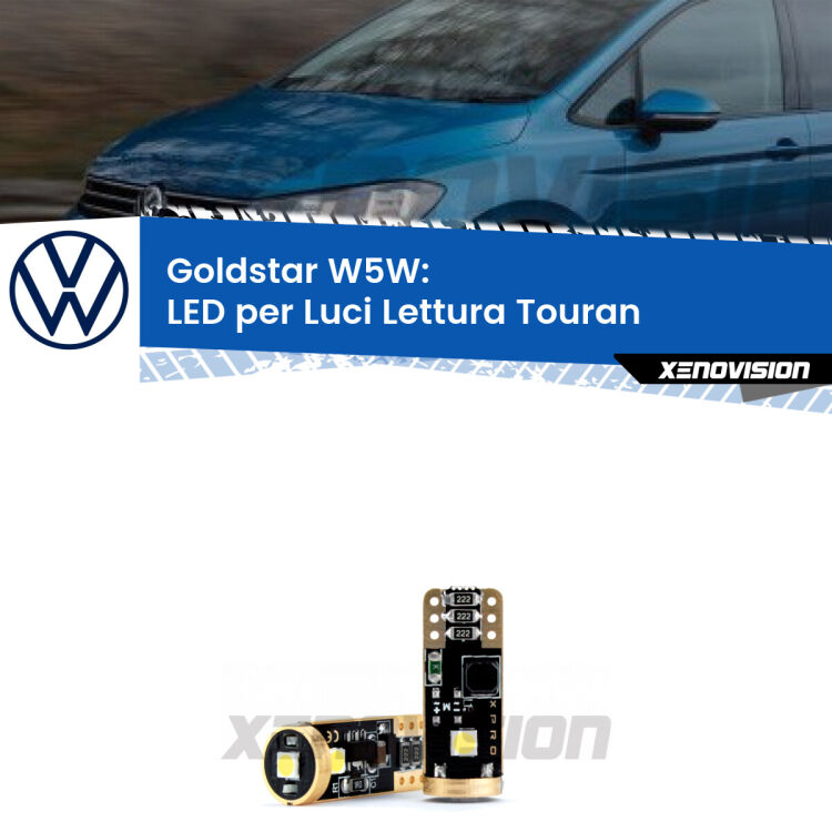 <strong>Luci Lettura LED VW Touran</strong> 1T3 2010 - 2015: ottima luminosità a 360 gradi. Si inseriscono ovunque. Canbus, Top Quality.