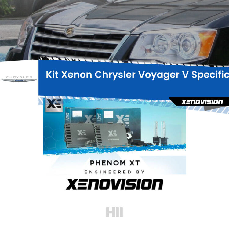 <strong>Kit Xenon </strong><strong>H11 </strong><strong>Professionale</strong> per Chrysler Voyager V RT (2007 - 2016). Taglio di luce perfetto, zero spie e riverberi. Leggendaria elettronica Canbus Xenovision. Qualità Massima Garantita.