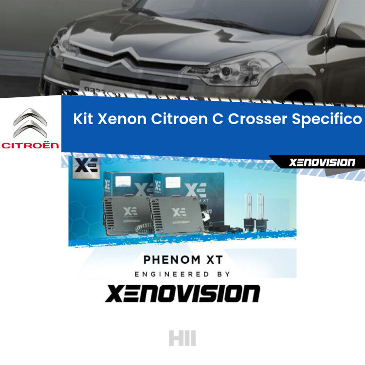 <strong>Kit Xenon </strong><strong>H11 </strong><strong>Professionale</strong> per Citroen C Crosser  (2007 - 2012). Taglio di luce perfetto, zero spie e riverberi. Leggendaria elettronica Canbus Xenovision. Qualità Massima Garantita.