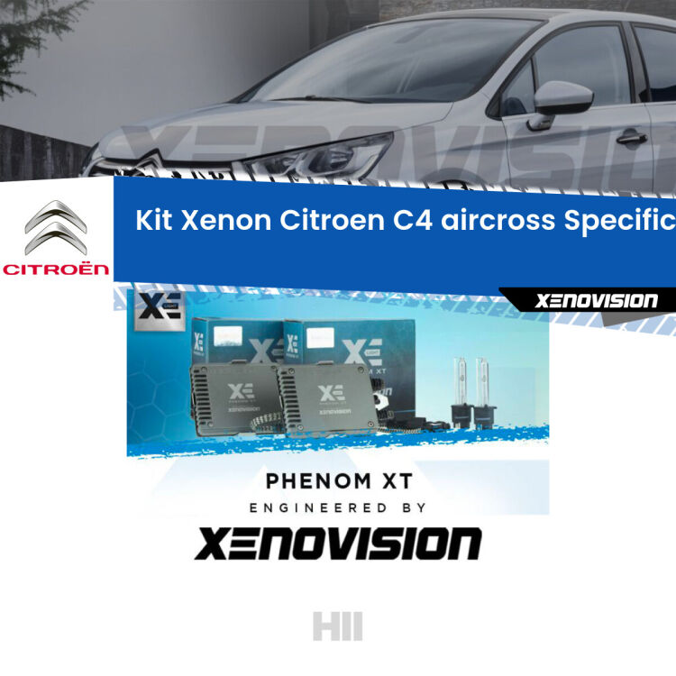 <strong>Kit Xenon </strong><strong>H11 </strong><strong>Professionale</strong> per Citroen C4 aircross  (prima serie). Taglio di luce perfetto, zero spie e riverberi. Leggendaria elettronica Canbus Xenovision. Qualità Massima Garantita.