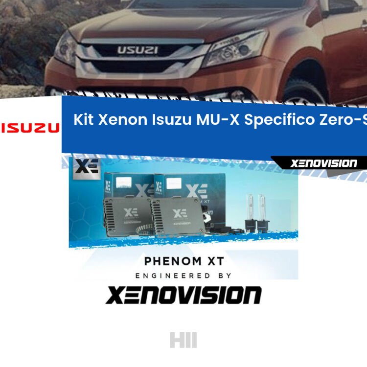 <strong>Kit Xenon </strong><strong>H11 </strong><strong>Professionale</strong> per Isuzu MU-X Mk1 (2013 - 2019). Taglio di luce perfetto, zero spie e riverberi. Leggendaria elettronica Canbus Xenovision. Qualità Massima Garantita.
