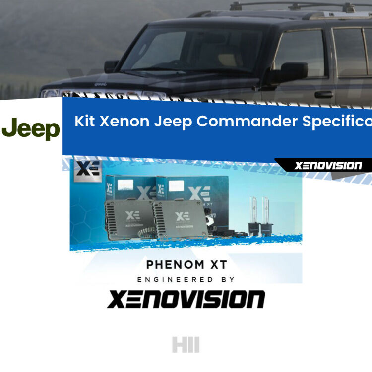 <strong>Kit Xenon </strong><strong>H11 </strong><strong>Professionale</strong> per Jeep Commander  (2005 - 2010). Taglio di luce perfetto, zero spie e riverberi. Leggendaria elettronica Canbus Xenovision. Qualità Massima Garantita.