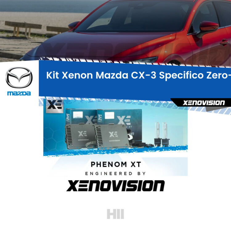 <strong>Kit Xenon </strong><strong>H11 </strong><strong>Professionale</strong> per Mazda CX-3 Mk1 (2015 - 2018). Taglio di luce perfetto, zero spie e riverberi. Leggendaria elettronica Canbus Xenovision. Qualità Massima Garantita.