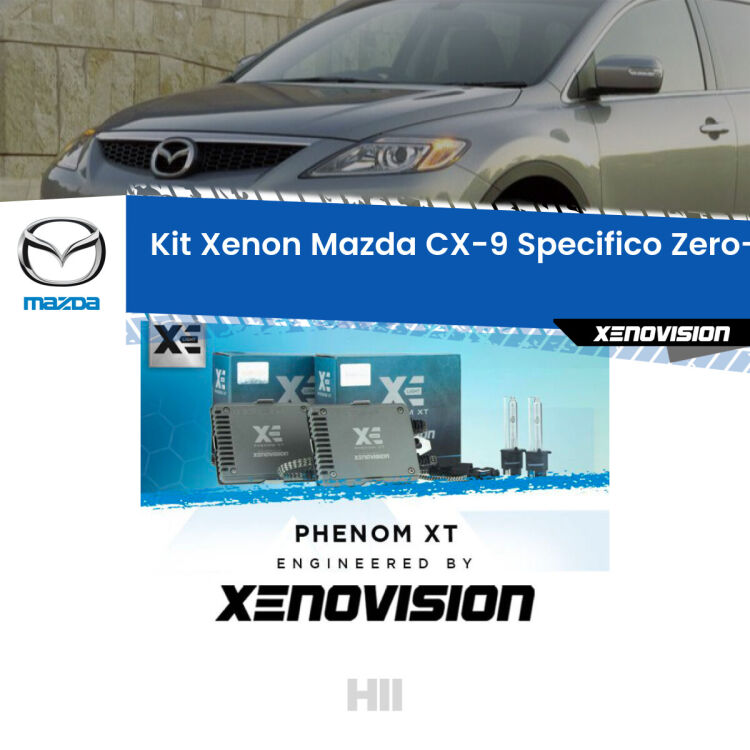 <strong>Kit Xenon </strong><strong>H11 </strong><strong>Professionale</strong> per Mazda CX-9 TB (2006 - 2015). Taglio di luce perfetto, zero spie e riverberi. Leggendaria elettronica Canbus Xenovision. Qualità Massima Garantita.