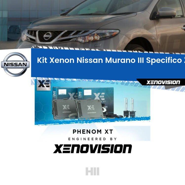 <strong>Kit Xenon </strong><strong>H11 </strong><strong>Professionale</strong> per Nissan Murano III Z52 (2014 in poi). Taglio di luce perfetto, zero spie e riverberi. Leggendaria elettronica Canbus Xenovision. Qualità Massima Garantita.