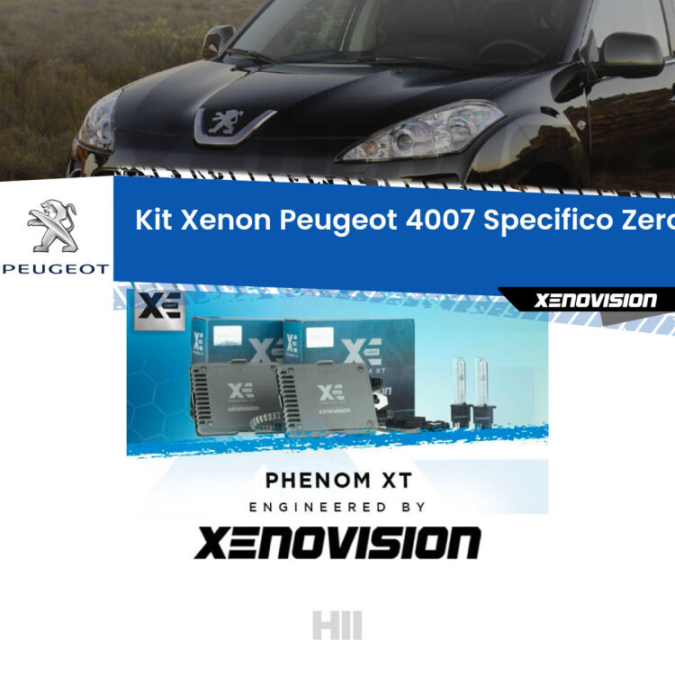 <strong>Kit Xenon </strong><strong>H11 </strong><strong>Professionale</strong> per Peugeot 4007  (2007 - 2012). Taglio di luce perfetto, zero spie e riverberi. Leggendaria elettronica Canbus Xenovision. Qualità Massima Garantita.