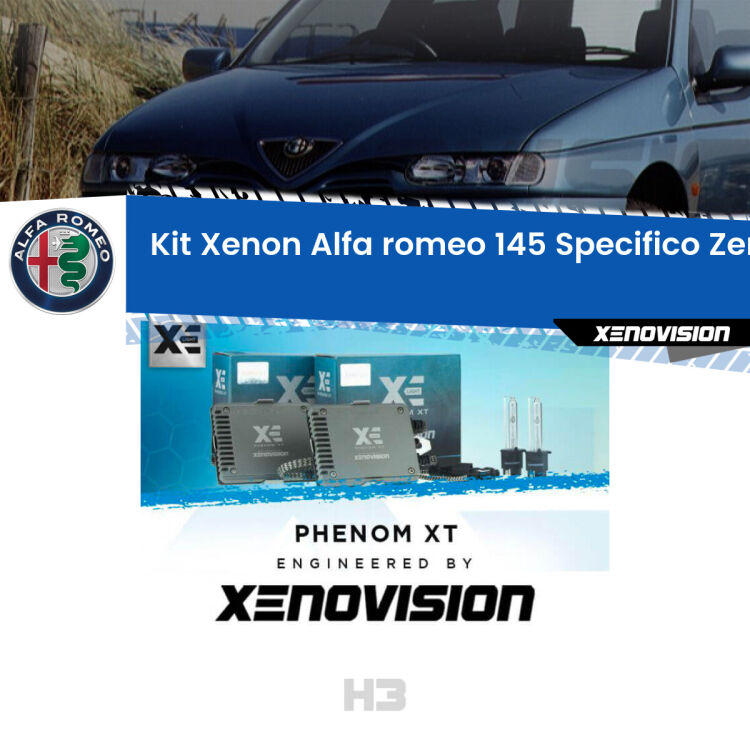 0 H3: Kit Xenon Alfa romeo 145 Specifico Zero-Spie <strong>Kit Xenon </strong><strong>H3 </strong><strong>Professionale</strong> per Alfa romeo 145. Taglio di luce perfetto, zero spie e riverberi. Leggendaria elettronica Canbus Xenovision. Qualità Massima Garantita.