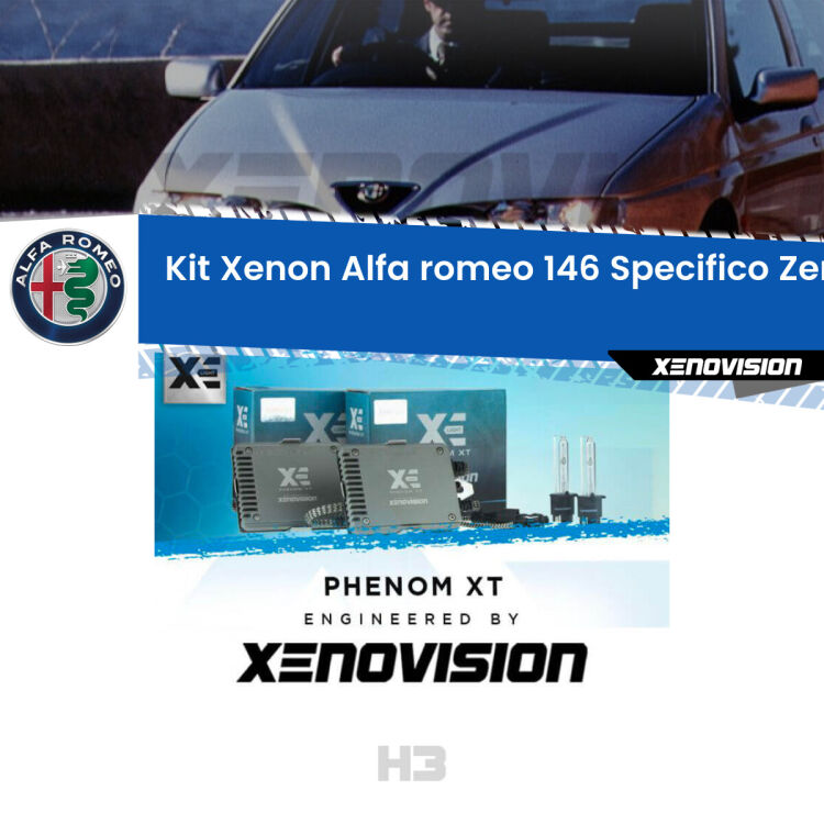 0 H3: Kit Xenon Alfa romeo 146 Specifico Zero-Spie <strong>Kit Xenon </strong><strong>H3 </strong><strong>Professionale</strong> per Alfa romeo 146. Taglio di luce perfetto, zero spie e riverberi. Leggendaria elettronica Canbus Xenovision. Qualità Massima Garantita.