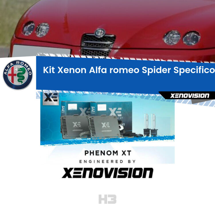 0 H3: Kit Xenon Alfa romeo Spider Specifico Zero-Spie <strong>Kit Xenon </strong><strong>H3 </strong><strong>Professionale</strong> per Alfa romeo Spider. Taglio di luce perfetto, zero spie e riverberi. Leggendaria elettronica Canbus Xenovision. Qualità Massima Garantita.
