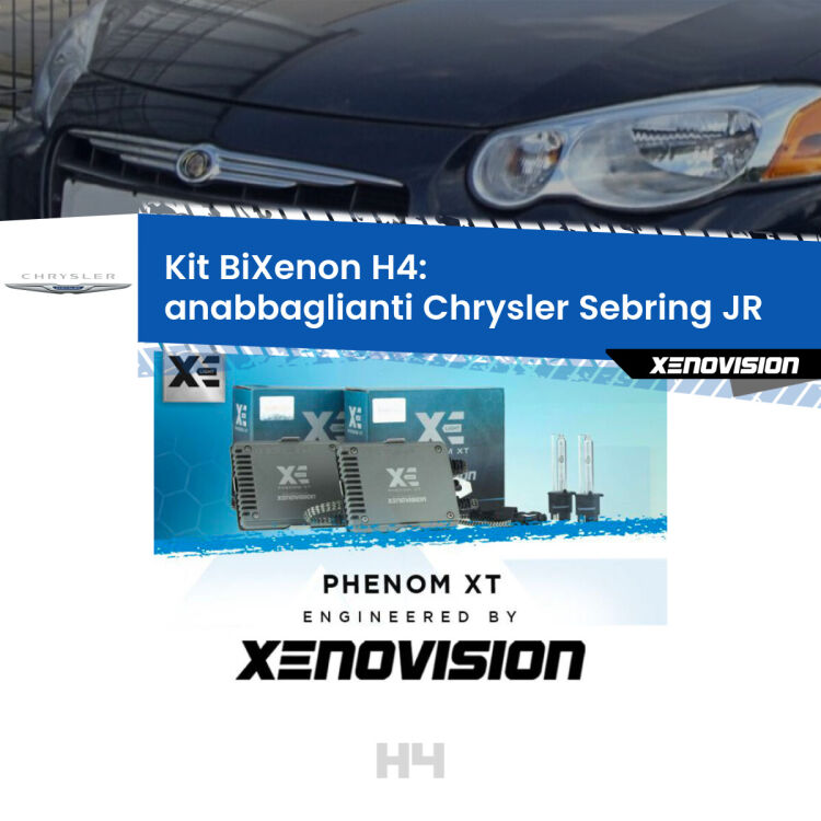 Kit Bixenon professionale H4 per Chrysler Sebring JR (2001 - 2007). Taglio di luce perfetto, zero spie e riverberi. Leggendaria elettronica Canbus Xenovision. Qualità Massima Garantita.