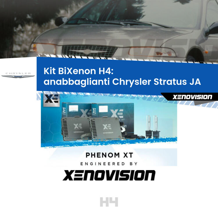 Kit Bixenon professionale H4 per Chrysler Stratus JA (1995 - 2001). Taglio di luce perfetto, zero spie e riverberi. Leggendaria elettronica Canbus Xenovision. Qualità Massima Garantita.