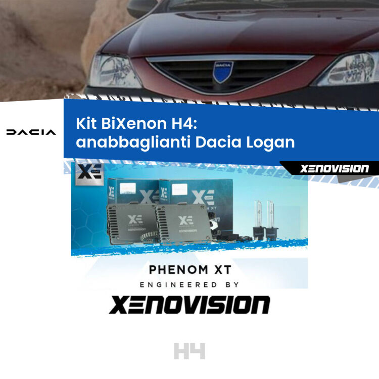 0 H4: Kit Bi Xenon Dacia Logan (2004 - 2011) Specifico Zero-Spie Kit Bixenon professionale H4 per Dacia Logan (2004 - 2011). Taglio di luce perfetto, zero spie e riverberi. Leggendaria elettronica Canbus Xenovision. Qualità Massima Garantita.