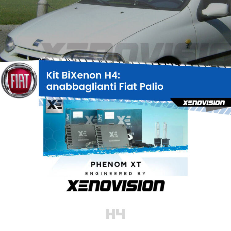 Kit Bixenon professionale H4 per Fiat Palio  (1996 - 2003). Taglio di luce perfetto, zero spie e riverberi. Leggendaria elettronica Canbus Xenovision. Qualità Massima Garantita.