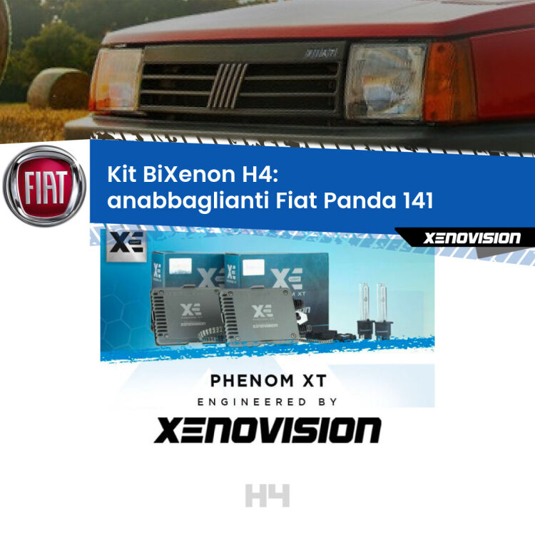 Kit Bixenon professionale H4 per Fiat Panda 141 (1982 - 2004). Taglio di luce perfetto, zero spie e riverberi. Leggendaria elettronica Canbus Xenovision. Qualità Massima Garantita.