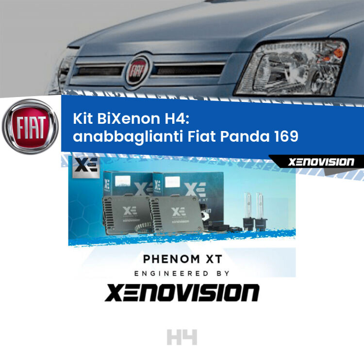 Kit Bixenon professionale H4 per Fiat Panda 169 (2003 - 2012). Taglio di luce perfetto, zero spie e riverberi. Leggendaria elettronica Canbus Xenovision. Qualità Massima Garantita.