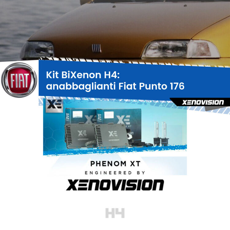 Kit Bixenon professionale H4 per Fiat Punto 176 (a parabola singola). Taglio di luce perfetto, zero spie e riverberi. Leggendaria elettronica Canbus Xenovision. Qualità Massima Garantita.