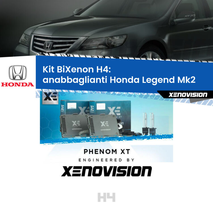 Kit Bixenon professionale H4 per Honda Legend Mk2 (1991 - 1996). Taglio di luce perfetto, zero spie e riverberi. Leggendaria elettronica Canbus Xenovision. Qualità Massima Garantita.