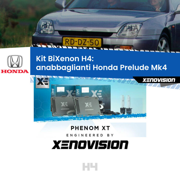 0 H4: Kit Bi Xenon Honda Prelude Mk4 (1992 - 1996) Specifico Zero-Spie Kit Bixenon professionale H4 per Honda Prelude Mk4 (1992 - 1996). Taglio di luce perfetto, zero spie e riverberi. Leggendaria elettronica Canbus Xenovision. Qualità Massima Garantita.