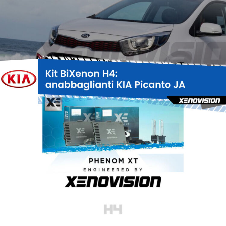 Kit Bixenon professionale H4 per KIA Picanto JA (con fari parabola). Taglio di luce perfetto, zero spie e riverberi. Leggendaria elettronica Canbus Xenovision. Qualità Massima Garantita.