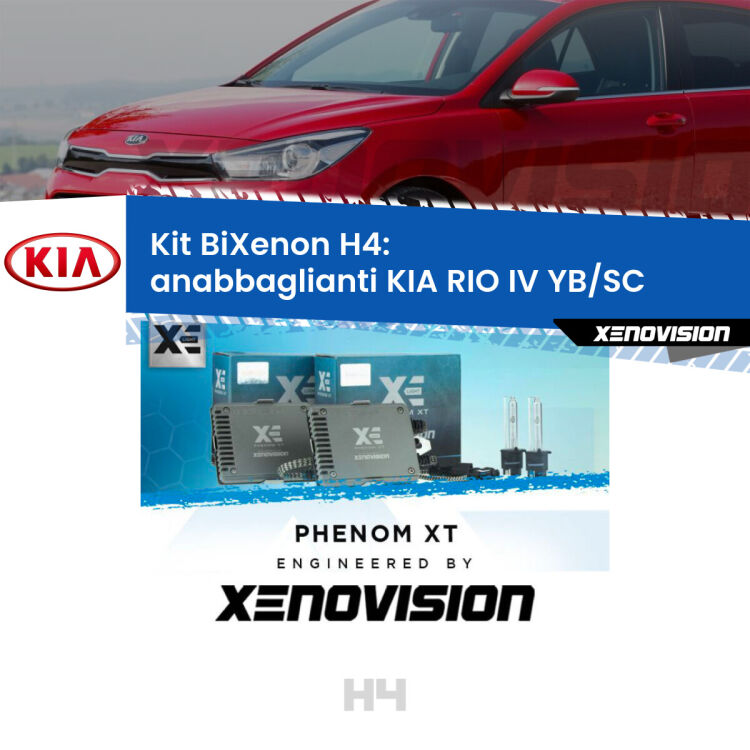 Kit Bixenon professionale H4 per KIA RIO IV YB/SC (fari a parabola). Taglio di luce perfetto, zero spie e riverberi. Leggendaria elettronica Canbus Xenovision. Qualità Massima Garantita.