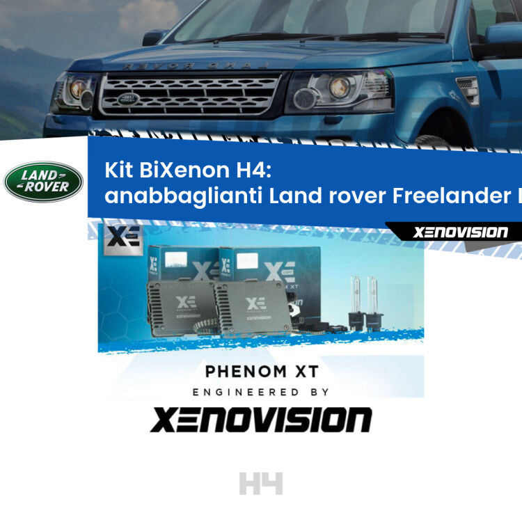 Kit Bixenon professionale H4 per Land rover Freelander L314 (a parabola singola). Taglio di luce perfetto, zero spie e riverberi. Leggendaria elettronica Canbus Xenovision. Qualità Massima Garantita.
