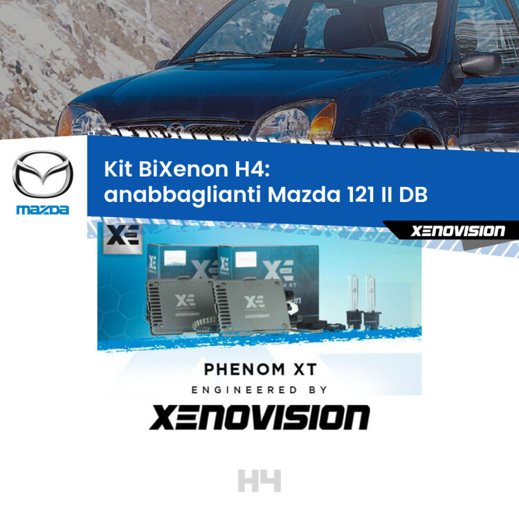 Kit Bixenon professionale H4 per Mazda 121 II DB (1990 - 1996). Taglio di luce perfetto, zero spie e riverberi. Leggendaria elettronica Canbus Xenovision. Qualità Massima Garantita.