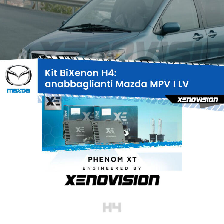Kit Bixenon professionale H4 per Mazda MPV I LV (1988 - 1999). Taglio di luce perfetto, zero spie e riverberi. Leggendaria elettronica Canbus Xenovision. Qualità Massima Garantita.