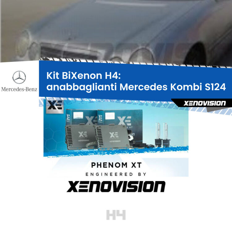 Kit Bixenon professionale H4 per Mercedes Kombi S124 (1985 - 1993). Taglio di luce perfetto, zero spie e riverberi. Leggendaria elettronica Canbus Xenovision. Qualità Massima Garantita.