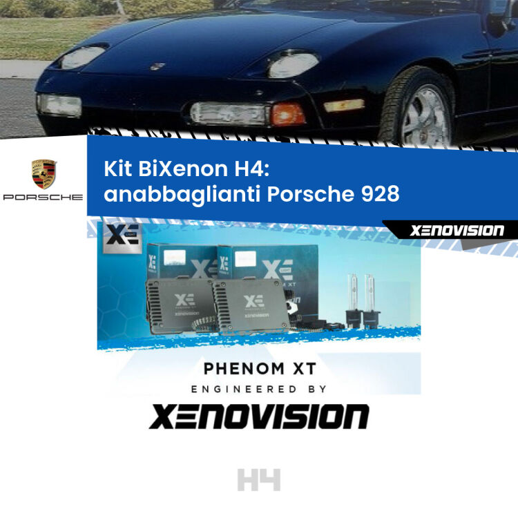 Kit Bixenon professionale H4 per Porsche 928  (1977 - 1995). Taglio di luce perfetto, zero spie e riverberi. Leggendaria elettronica Canbus Xenovision. Qualità Massima Garantita.