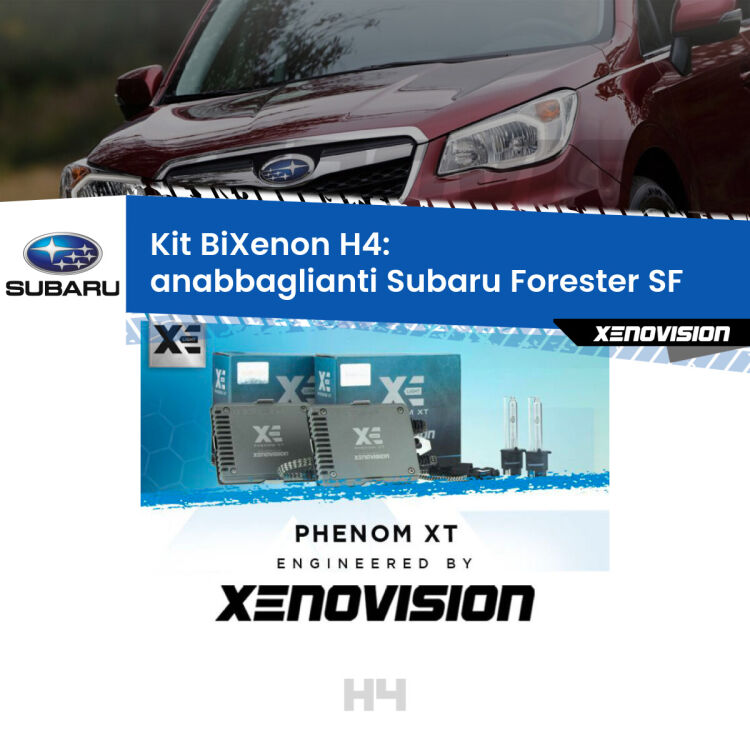 Kit Bixenon professionale H4 per Subaru Forester SF (1997 - 2002). Taglio di luce perfetto, zero spie e riverberi. Leggendaria elettronica Canbus Xenovision. Qualità Massima Garantita.