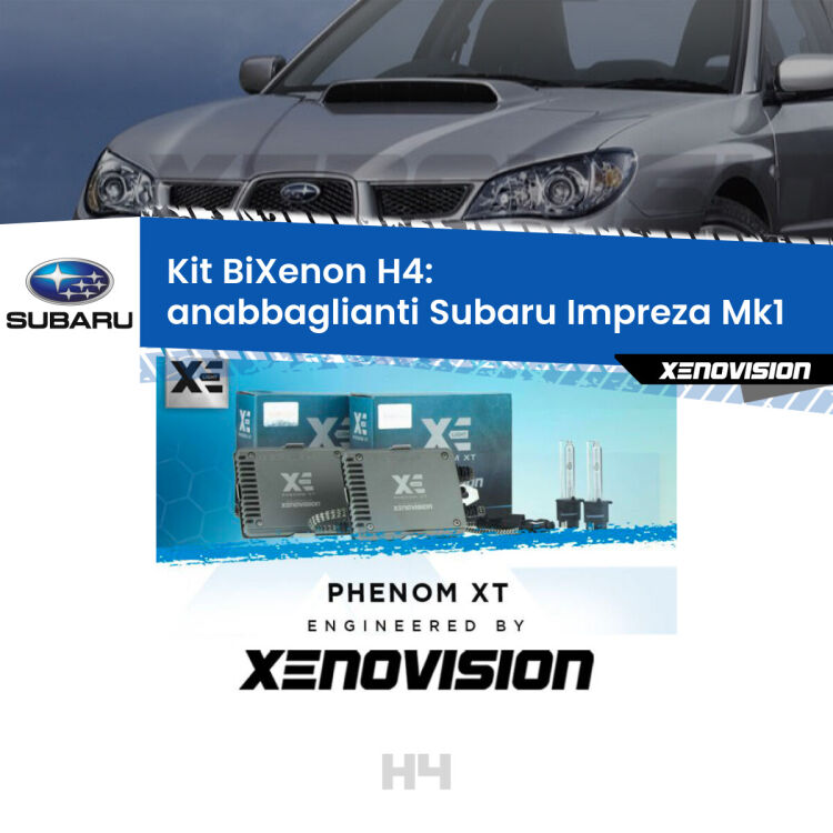0 H4: Kit Bi Xenon Subaru Impreza Mk1 (1992 - 2000) Specifico Zero-Spie Kit Bixenon professionale H4 per Subaru Impreza Mk1 (1992 - 2000). Taglio di luce perfetto, zero spie e riverberi. Leggendaria elettronica Canbus Xenovision. Qualità Massima Garantita.