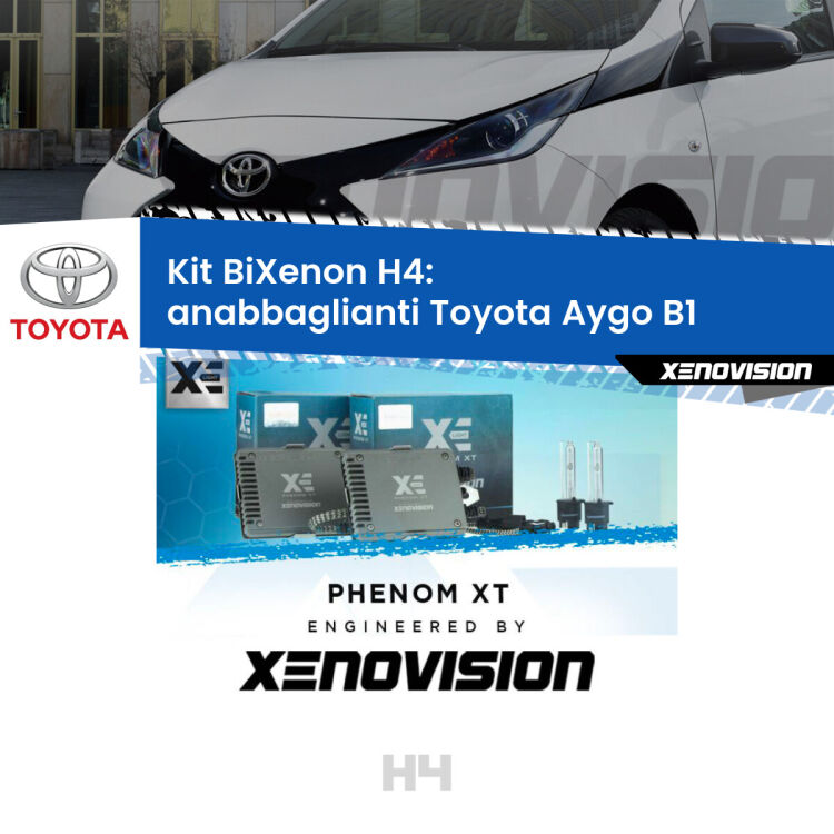 Kit Bixenon professionale H4 per Toyota Aygo B1 (2005 - 2014). Taglio di luce perfetto, zero spie e riverberi. Leggendaria elettronica Canbus Xenovision. Qualità Massima Garantita.