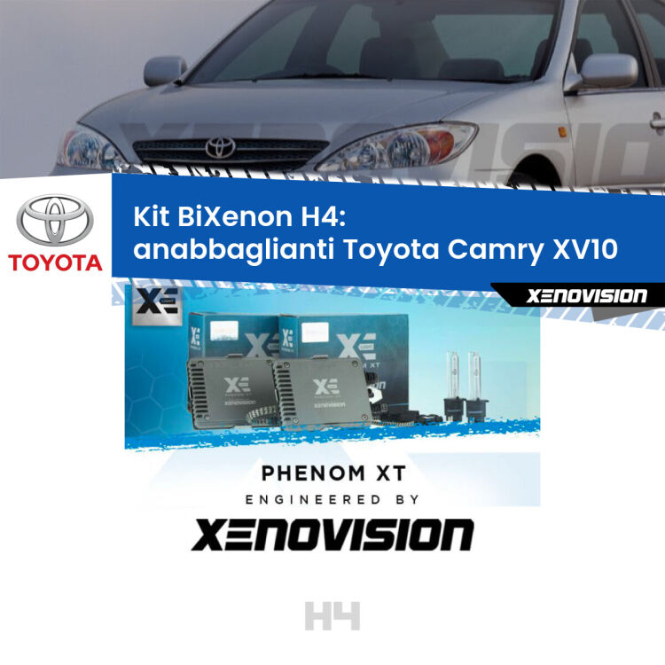 Kit Bixenon professionale H4 per Toyota Camry XV10 (1991 - 1996). Taglio di luce perfetto, zero spie e riverberi. Leggendaria elettronica Canbus Xenovision. Qualità Massima Garantita.