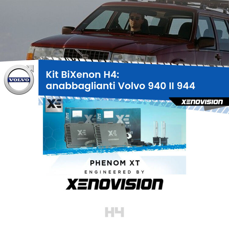 Kit Bixenon professionale H4 per Volvo 940 II 944 (1994 - 1998). Taglio di luce perfetto, zero spie e riverberi. Leggendaria elettronica Canbus Xenovision. Qualità Massima Garantita.
