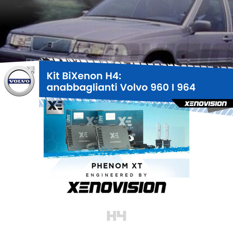 Kit Bixenon professionale H4 per Volvo 960 I 964 (1990 - 1994). Taglio di luce perfetto, zero spie e riverberi. Leggendaria elettronica Canbus Xenovision. Qualità Massima Garantita.