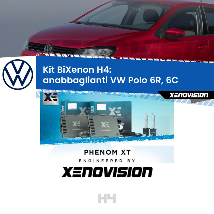 Kit Bixenon professionale H4 per VW Polo 6R, 6C (6R monolampada). Taglio di luce perfetto, zero spie e riverberi. Leggendaria elettronica Canbus Xenovision. Qualità Massima Garantita.