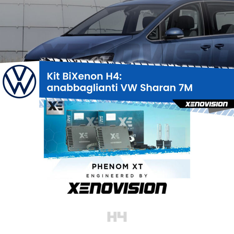 Kit Bixenon professionale H4 per VW Sharan 7M (a parabola singola). Taglio di luce perfetto, zero spie e riverberi. Leggendaria elettronica Canbus Xenovision. Qualità Massima Garantita.