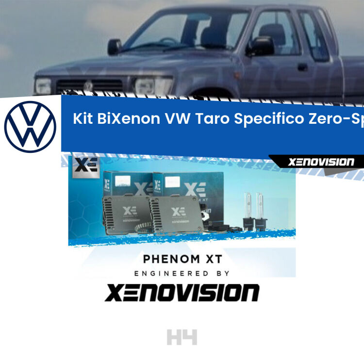 Kit Bixenon professionale H4 per VW Taro  (1989 - 1997). Taglio di luce perfetto, zero spie e riverberi. Leggendaria elettronica Canbus Xenovision. Qualità Massima Garantita.