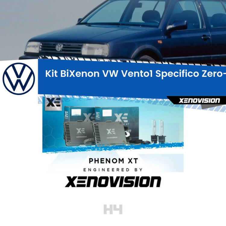 Kit Bixenon professionale H4 per VW Vento1  (a parabola singola). Taglio di luce perfetto, zero spie e riverberi. Leggendaria elettronica Canbus Xenovision. Qualità Massima Garantita.
