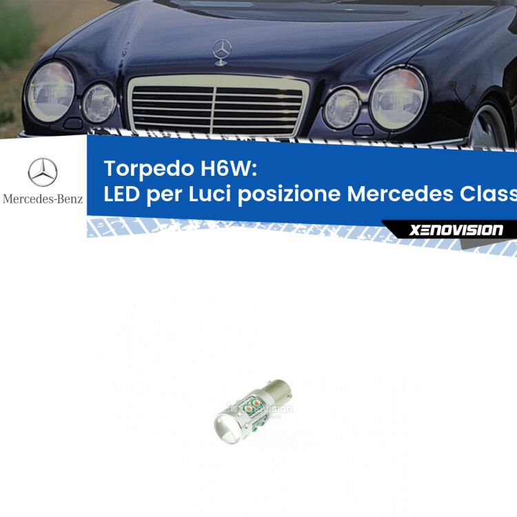 0 H6W: LED per Luci posizione Mercedes Classe-E W210 1995-2002 Lampadina LED H6W per <strong>luci posizione Mercedes Classe-E W210</strong> (modelli 1995-2002) con 10 chip Led CREE da 5W ciascuno. lluminazione poderosa a 360 gradi, luminosità incredibile. Qualità Massima Garantita.