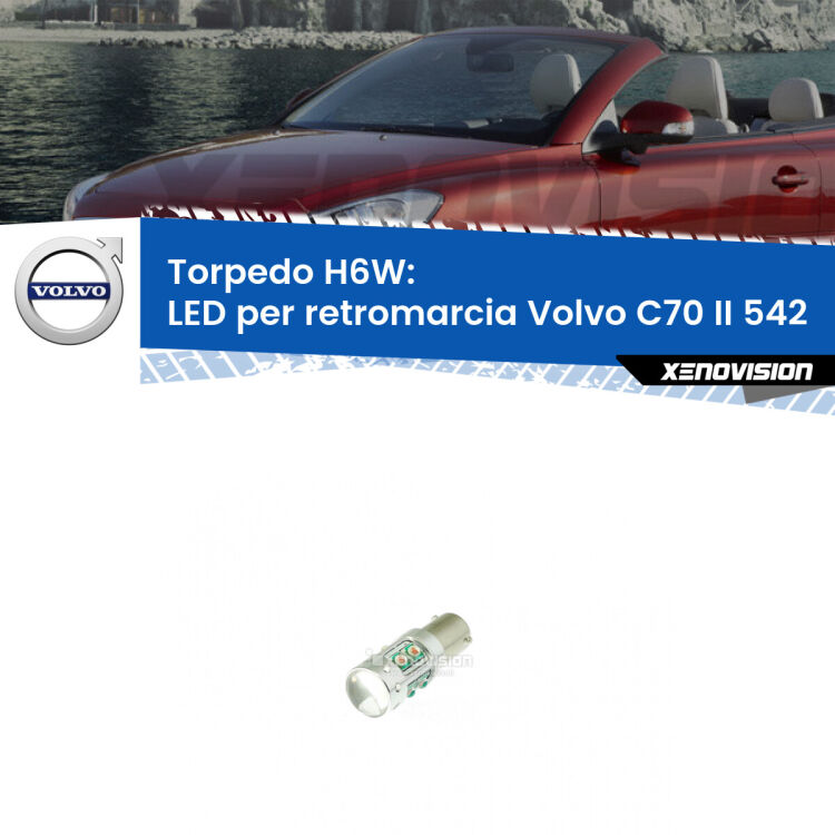 Lampadina LED H6W per <strong>retromarcia Volvo C70 II 542</strong> (modelli 2010 - 2013) con 10 chip Led CREE da 5W ciascuno. lluminazione poderosa a 360 gradi, luminosità incredibile. Qualità Massima Garantita.