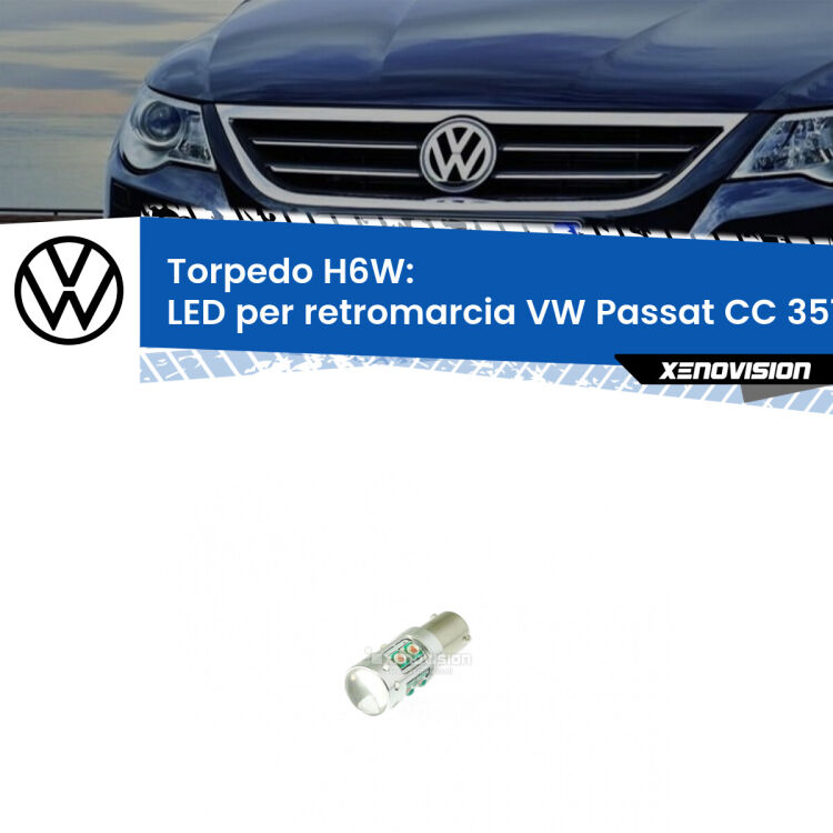 0 H6W: LED per retromarcia VW Passat CC 357 2008 - 2012 Lampadina LED H6W per <strong>retromarcia VW Passat CC 357</strong> (modelli 2008 - 2012) con 10 chip Led CREE da 5W ciascuno. lluminazione poderosa a 360 gradi, luminosità incredibile. Qualità Massima Garantita.