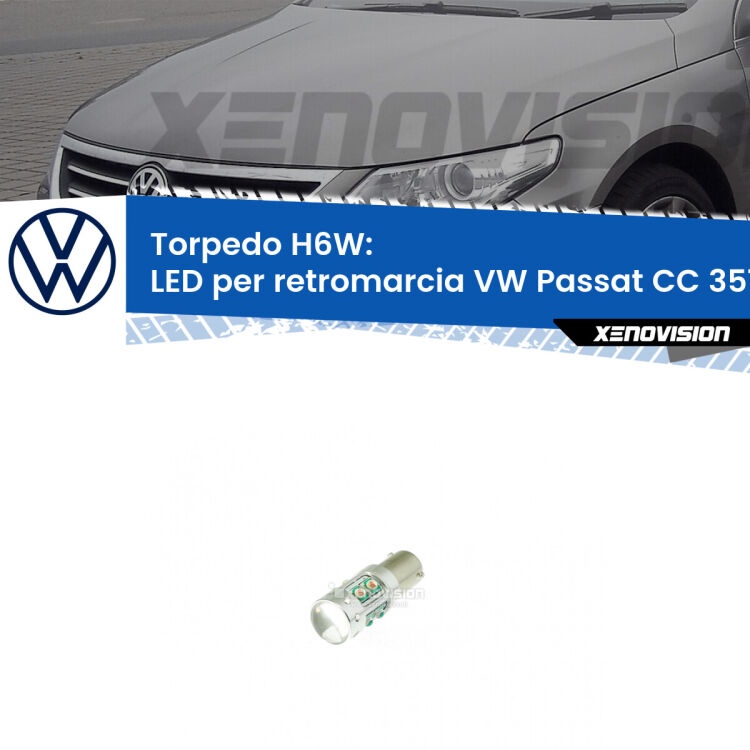 Lampadina LED H6W per <strong>retromarcia VW Passat CC 357</strong> (modelli 2008 - 2012) con 10 chip Led CREE da 5W ciascuno. lluminazione poderosa a 360 gradi, luminosità incredibile. Qualità Massima Garantita.