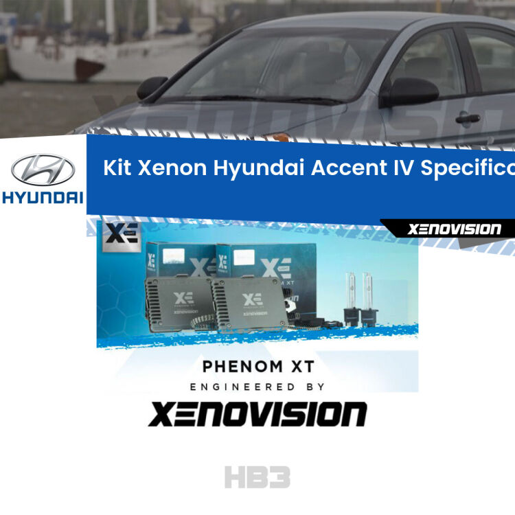<strong>Kit Xenon&nbsp;</strong><strong>HB3&nbsp;</strong><strong>Professionale</strong>&nbsp;per Hyundai Accent IV. Taglio di luce perfetto, zero spie e riverberi. Leggendaria elettronica Canbus Xenovision. Qualit&agrave; Massima Garantita.