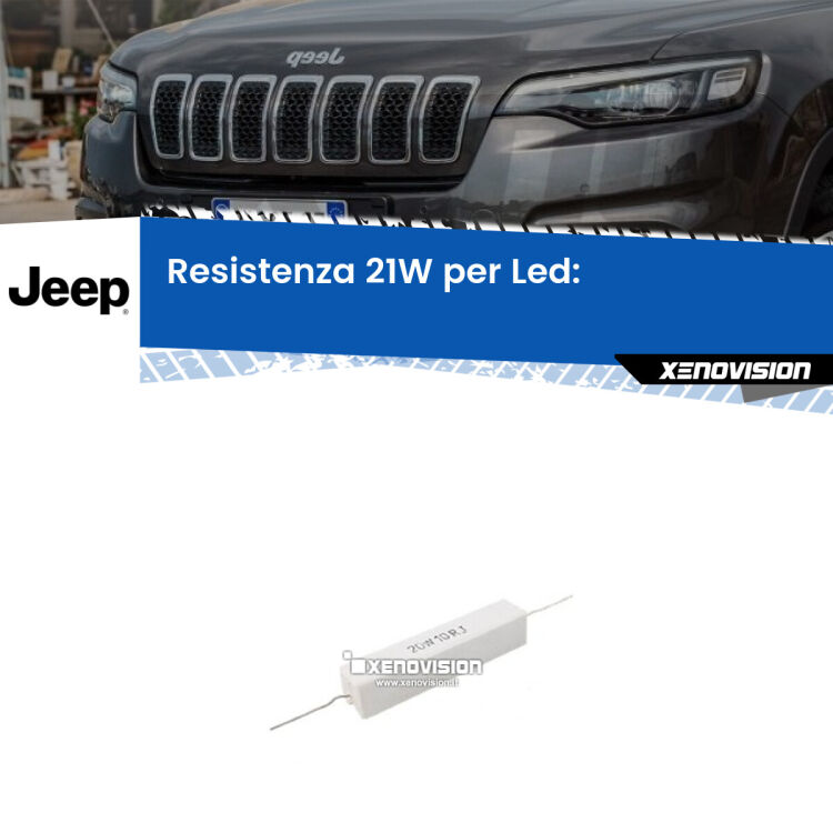 0 Jeep Cherokee: Resistenza Spegnispia 21W Economica per retromarcia (1 Pz) <p>Resistenza ceramica da 20W perfetta per spegnere la spia su retromarcia Cherokee KL quando monti alcune lampadine led. Simulando l'assorbimento di una lampada a incandescenza 21Watt, spegne la spia. Occorre una resistenza per ciascuna lampadina led, da collegare in parallelo.</p>
<p> </p>