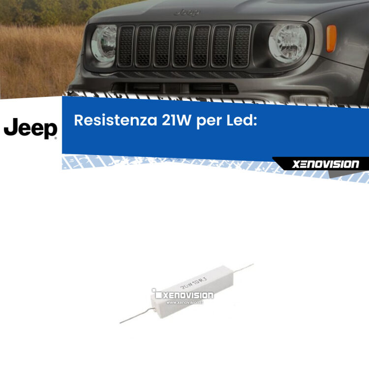 0 Jeep Renegade: Resistenza Spegnispia 21W Economica per Freccia posteriore (1 Pz) <p>Resistenza ceramica da 20W perfetta per spegnere la spia su Freccia posteriore Renegade quando monti alcune lampadine led. Simulando l'assorbimento di una lampada a incandescenza 21Watt, spegne la spia. Occorre una resistenza per ciascuna lampadina led, da collegare in parallelo.</p>
<p> </p>