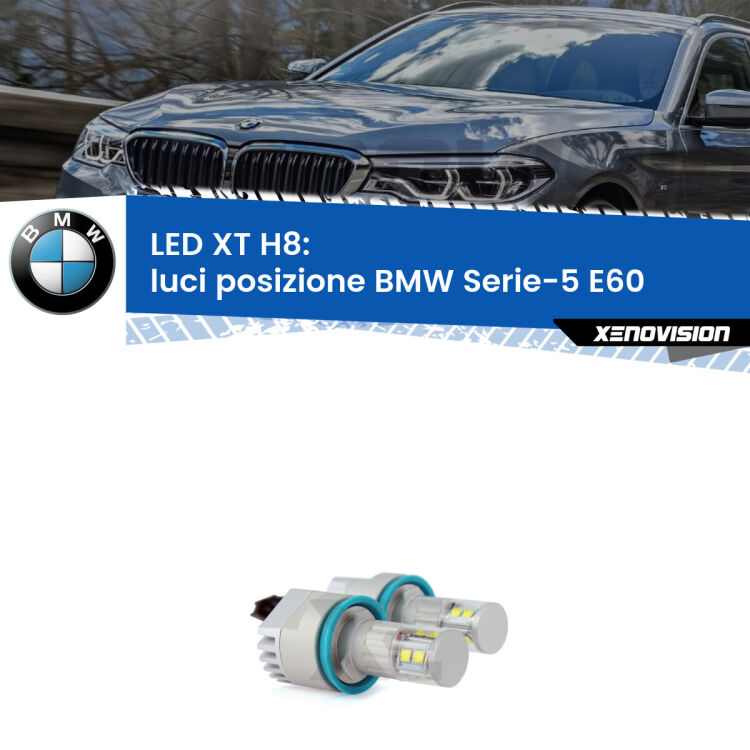 <strong>Kit LED Angel Eyes H8 per BMW Serie-5</strong> E60 2007-2010. Due lampadine <strong>Plug&play</strong> canbus luce bianca specifiche per angel eyes H8.