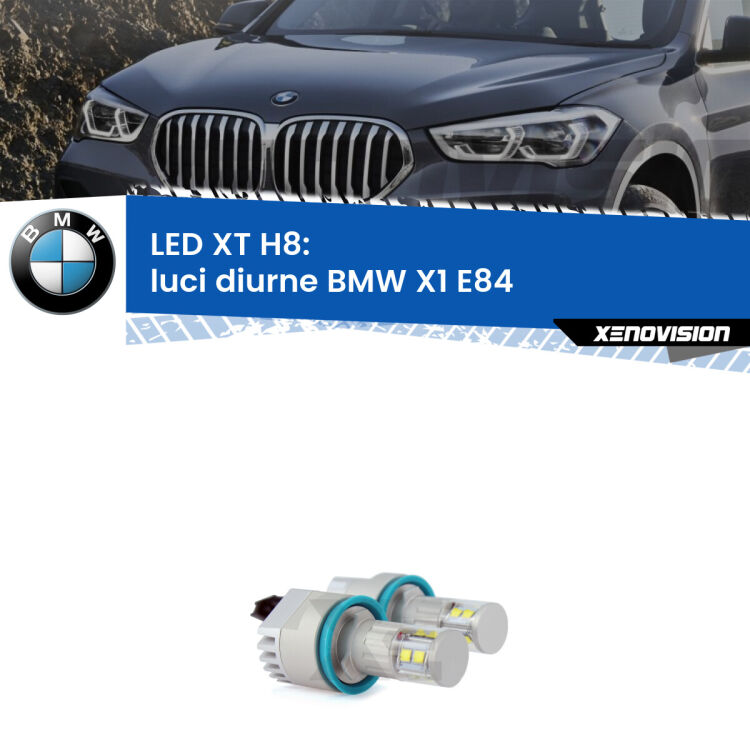 <strong>Kit LED Angel Eyes H8 per BMW X1</strong> E84 2009 - 2015. Due lampadine <strong>Plug&play</strong> canbus luce bianca specifiche per angel eyes H8.