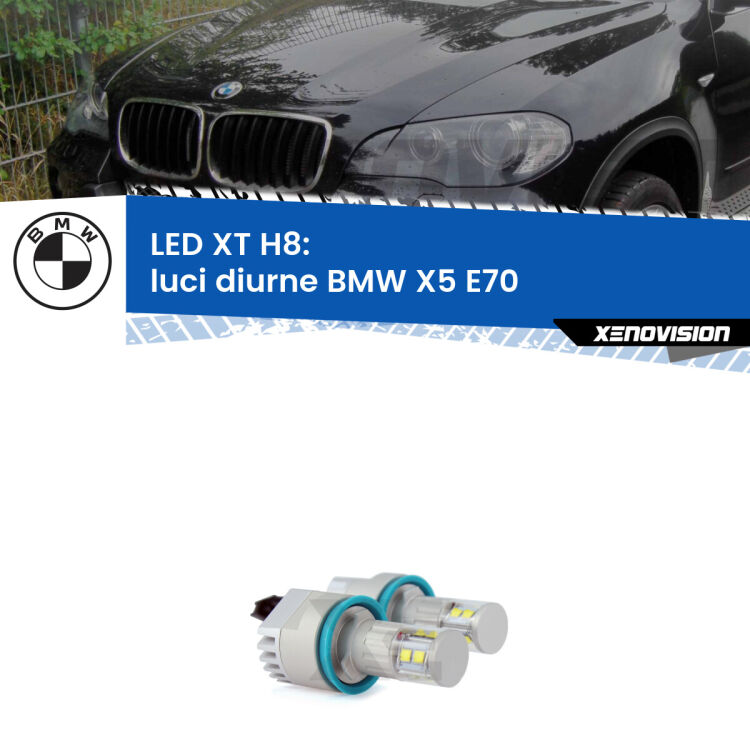 0 Kit Angel Eyes LED H8 per BMW X5 E70 2006 - 2013 <strong>Kit LED Angel Eyes H8 per BMW X5</strong> E70 2006 - 2013. Due lampadine <strong>Plug&play</strong> canbus luce bianca specifiche per angel eyes H8.